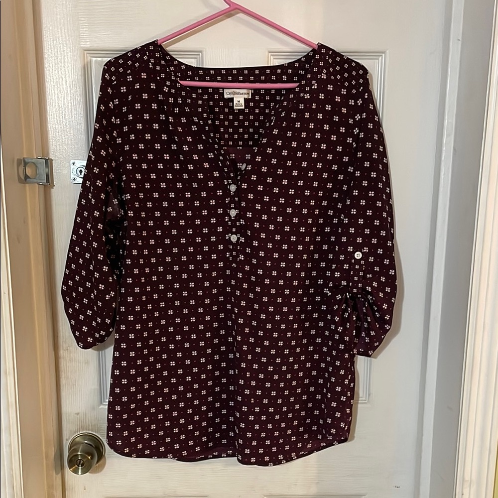 Old Navy Black 3/4 Sleeve Buttoned Blouse